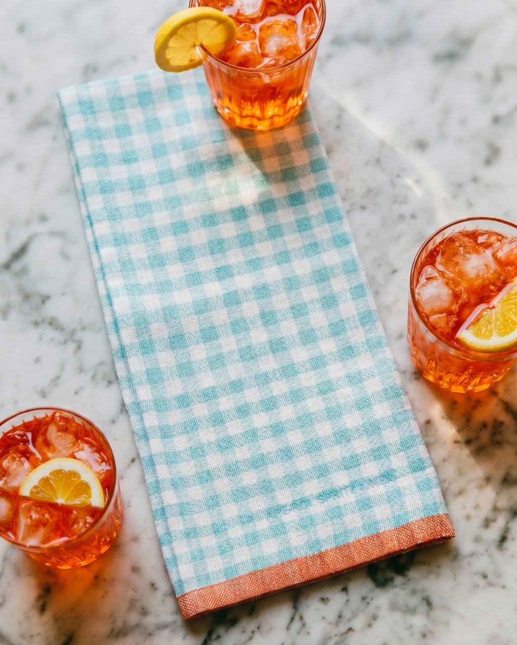 Gingham Linen Napkin Set - Capri