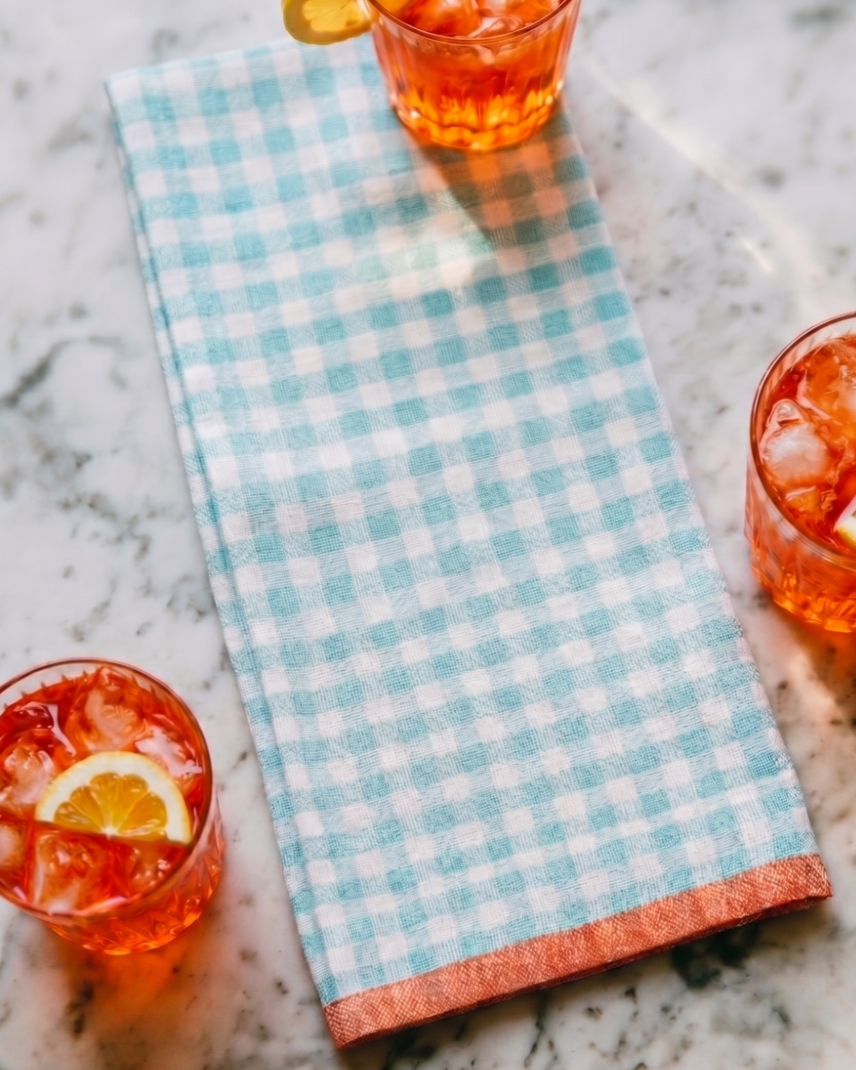 Gingham Linen Napkin Set - Capri