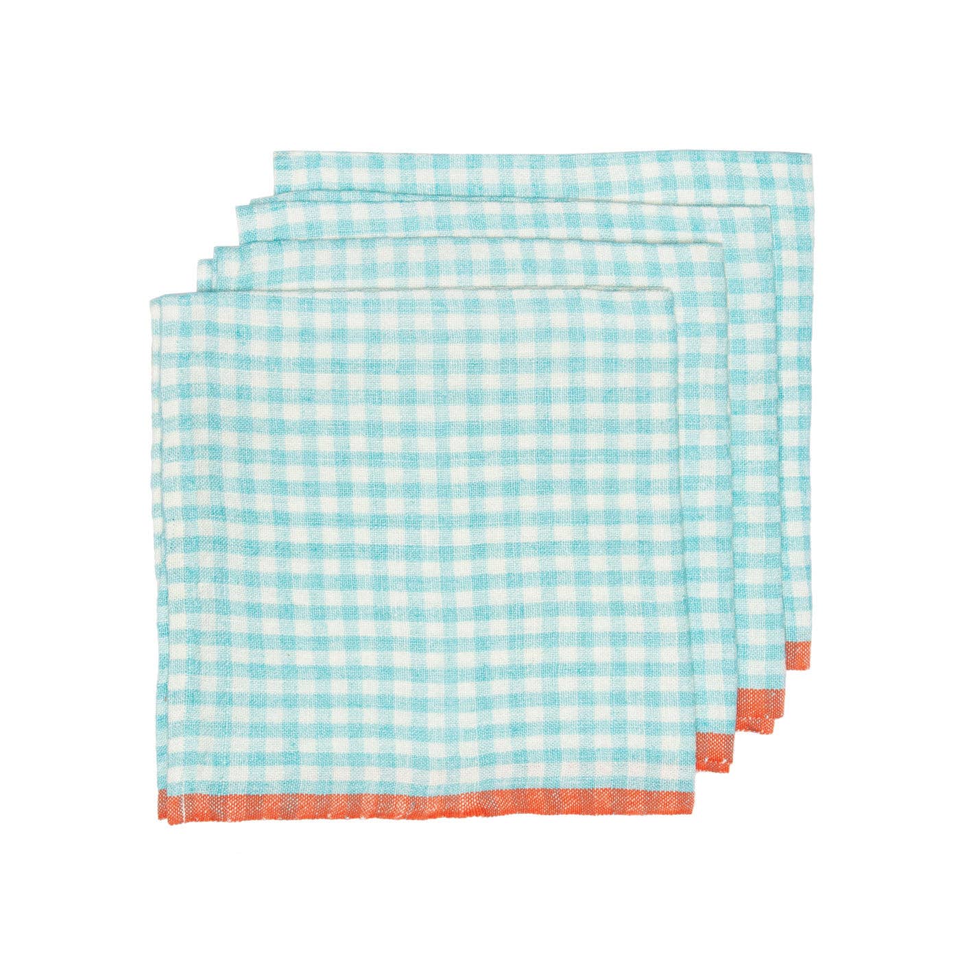 Gingham Linen Napkin Set - Capri